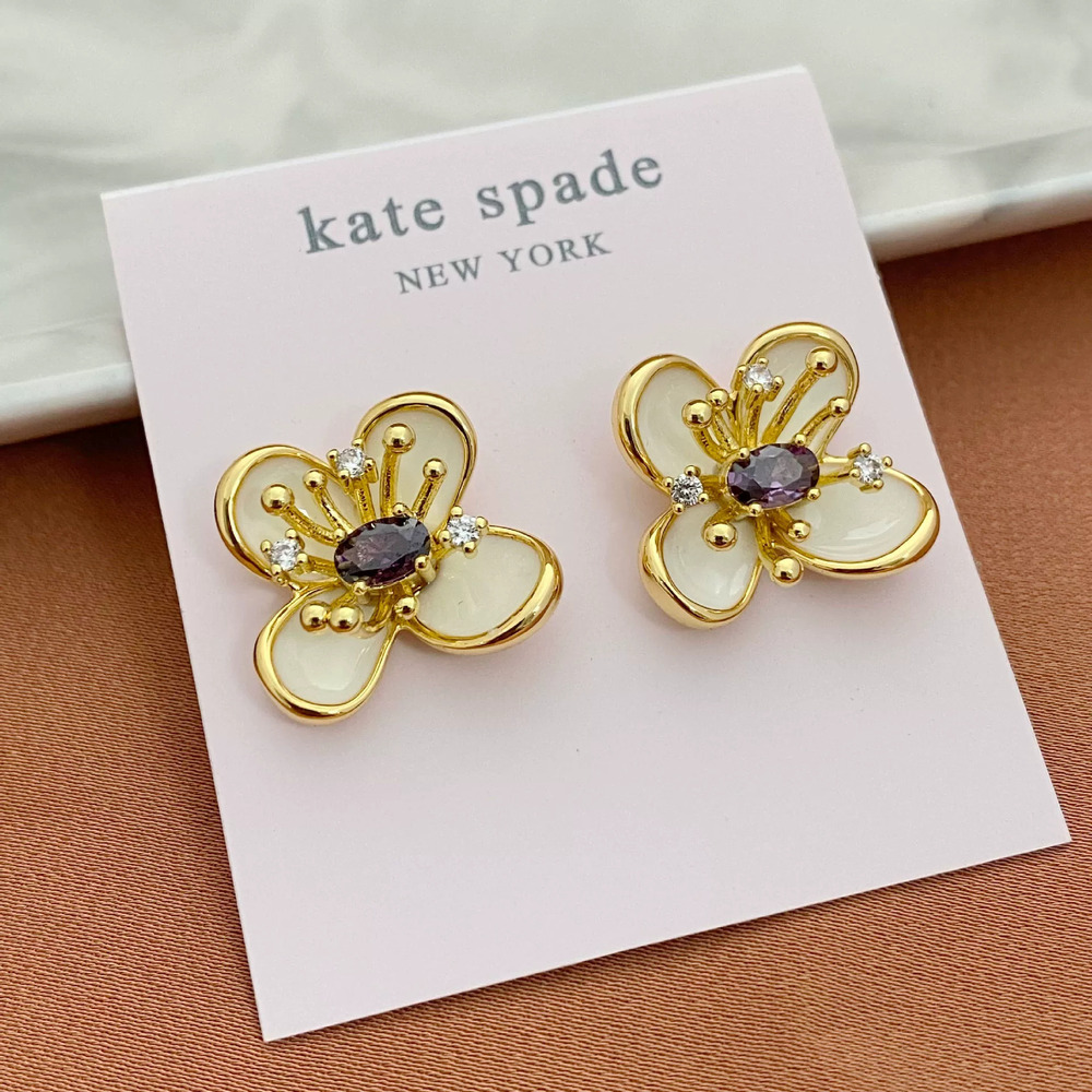 Kate SPADE Zircon Flower Stud Earrings Metal